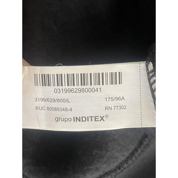 ZARA Hoodie Sweatshirt Womens Large Black Pullover Fleece Minimalist Nuetral - Picture 7 of 9